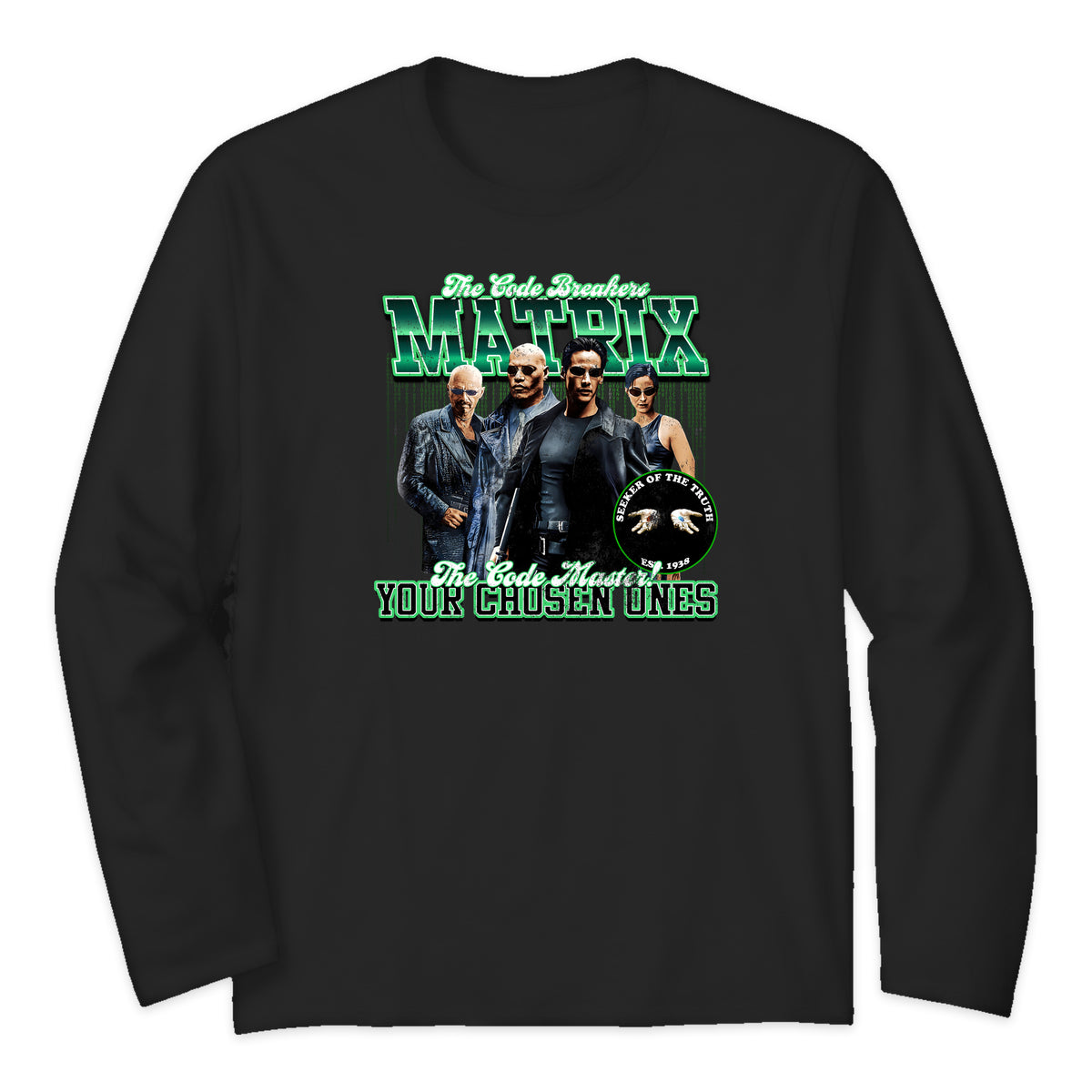 The Matrix Cast Varsity Long Sleeve T-Shirt in Black