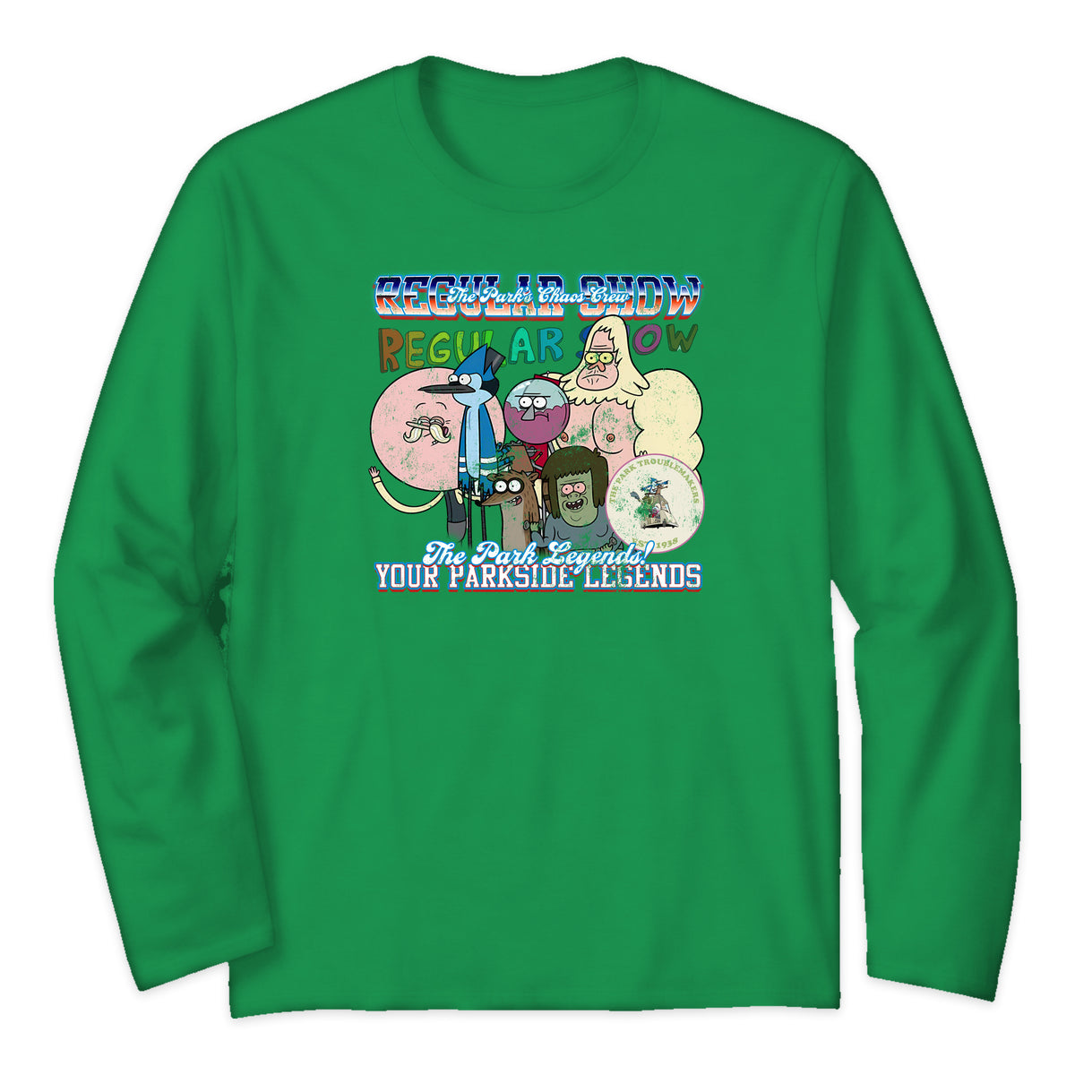 Regular Show Park Crew Long Sleeve T-Shirt in Bright Green