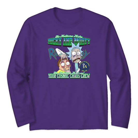 Rick and Morty Portal Varsity Long Sleeve T-Shirt in Purple