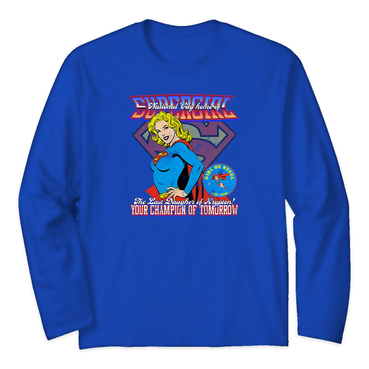 Supergirl National City Varsity Long Sleeve T-Shirt in Royal Blue