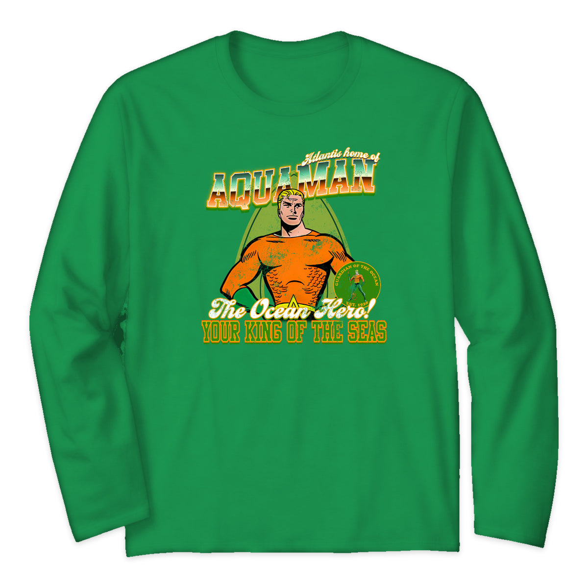 Aquaman Atlantis Varsity Long Sleeve T-Shirt in Bright Green