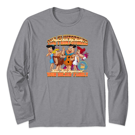 The Flintstones Family Varsity Long Sleeve T-Shirt in Heather Gray