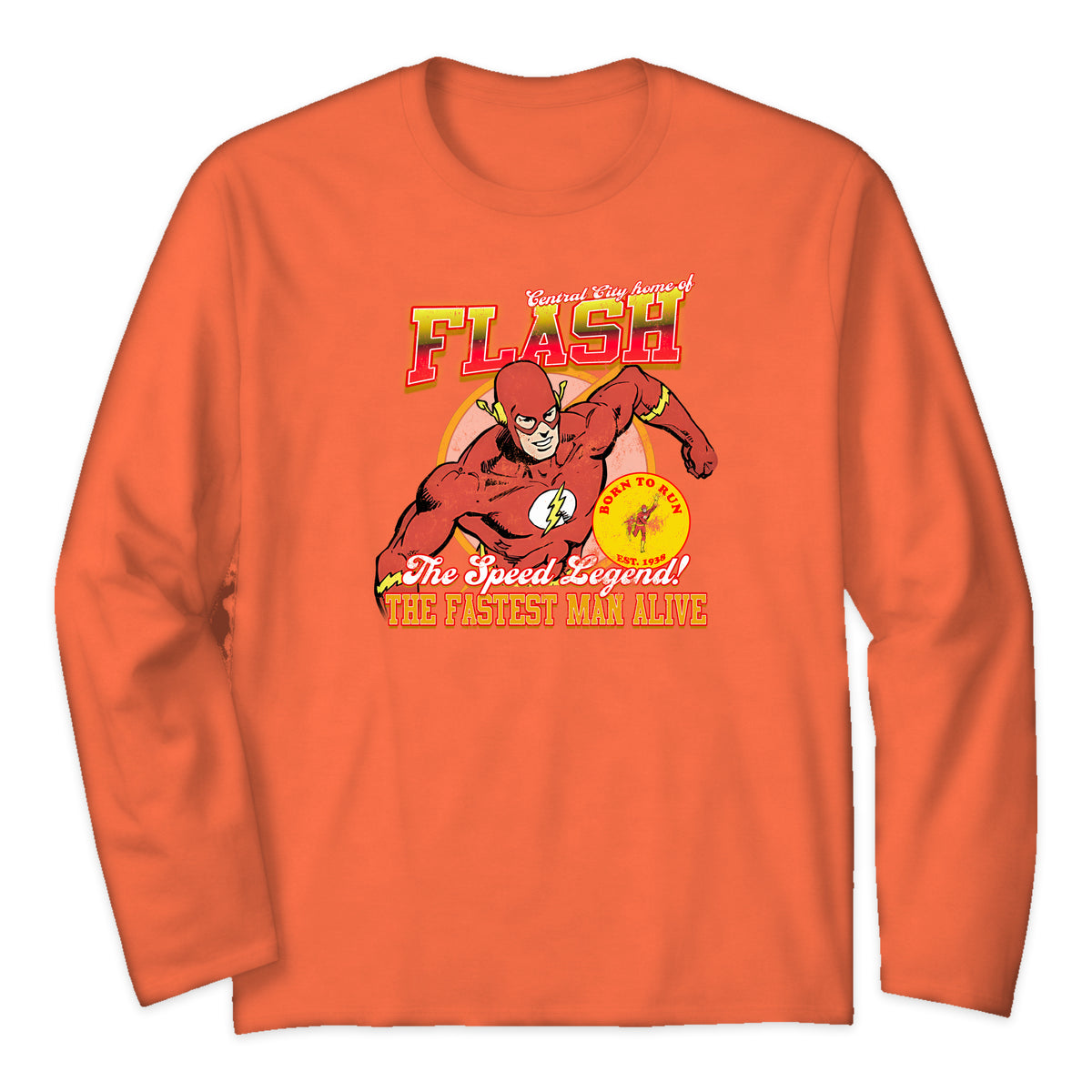 The Flash Central City Varsity Long Sleeve T-Shirt in Orange