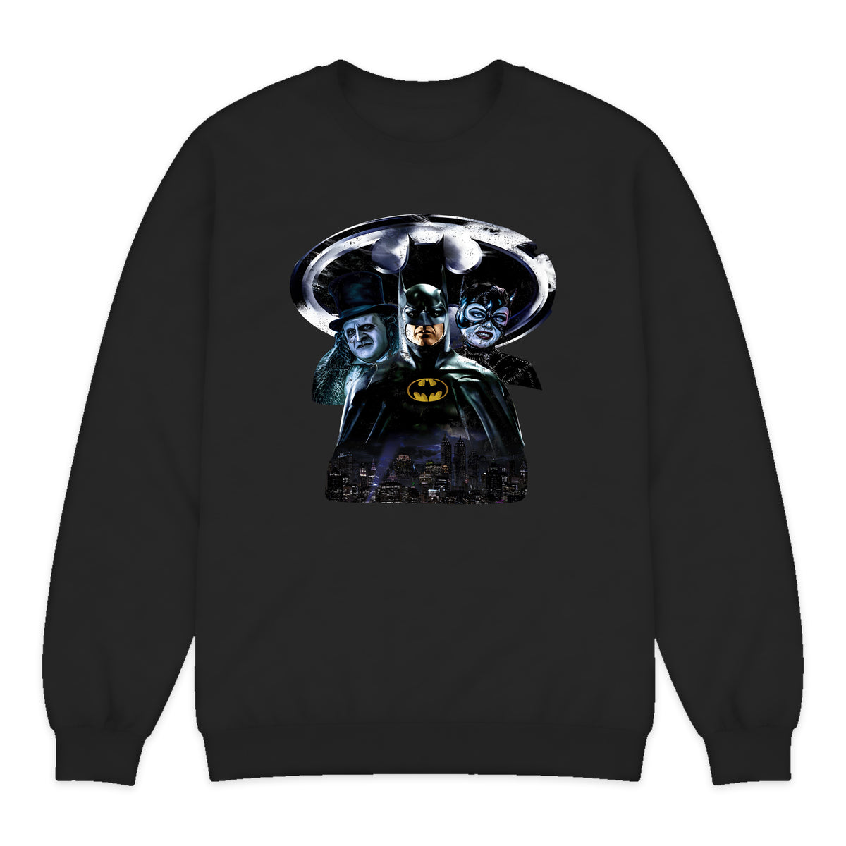 Batman Returns Movie Collage Crewneck Sweatshirt in Black