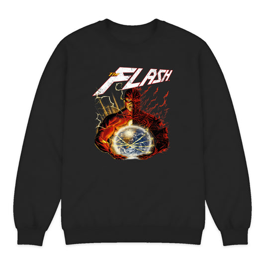 The Flash Split Portrait Crewneck Sweatshirt in Black