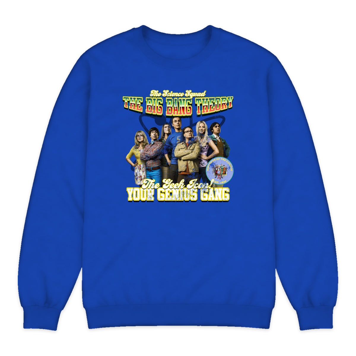 Big Bang Theory Cast Varsity Crewneck Sweatshirt in Royal Blue