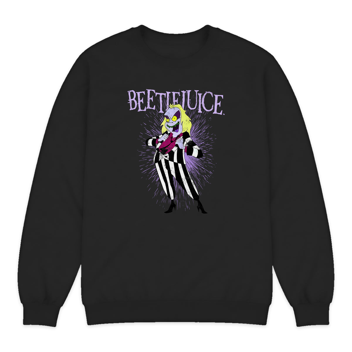 Beetlejuice Animated Pose Crewneck Sweatshirt in Black