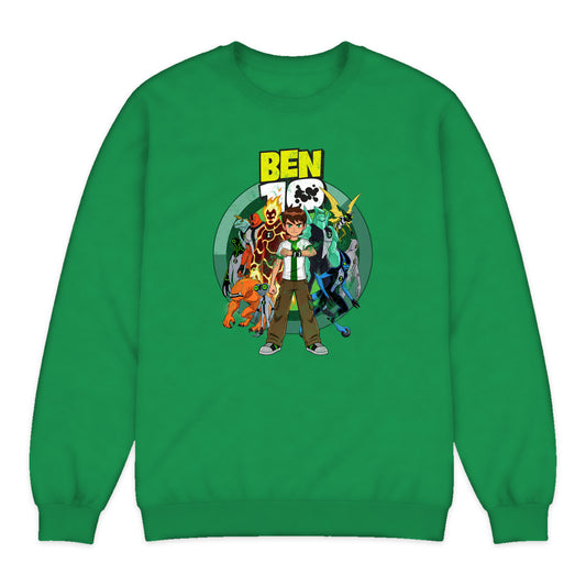 Ben 10 Alien Team Crewneck Sweatshirt in Bright Green