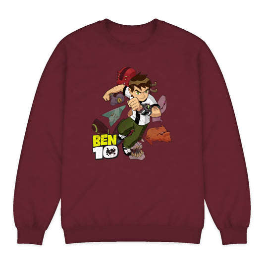 Ben 10 Hero Action Crewneck Sweatshirt in Burgundy