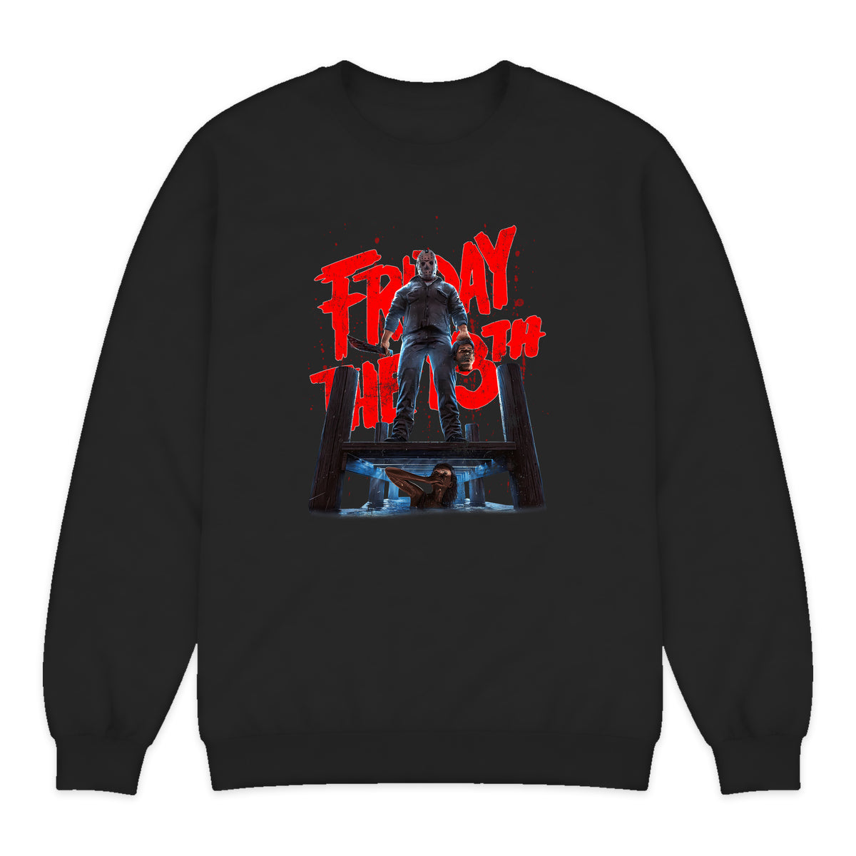 Friday the 13th Jason Dock Crewneck Sweatshirt in Black
