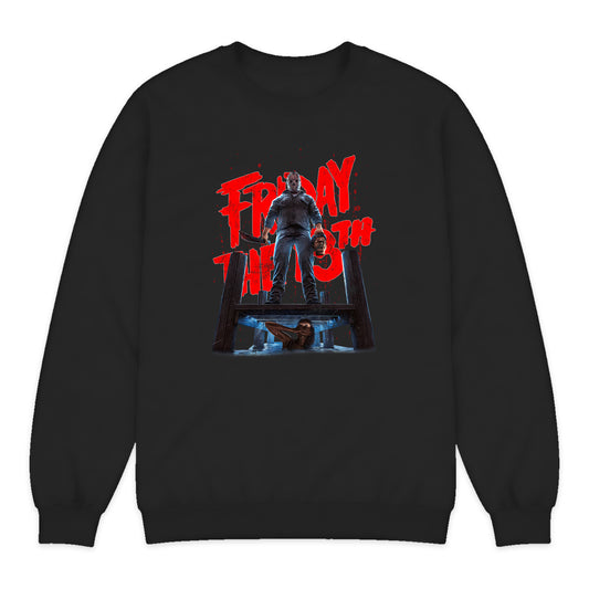 Friday the 13th Jason Dock Crewneck Sweatshirt in Black