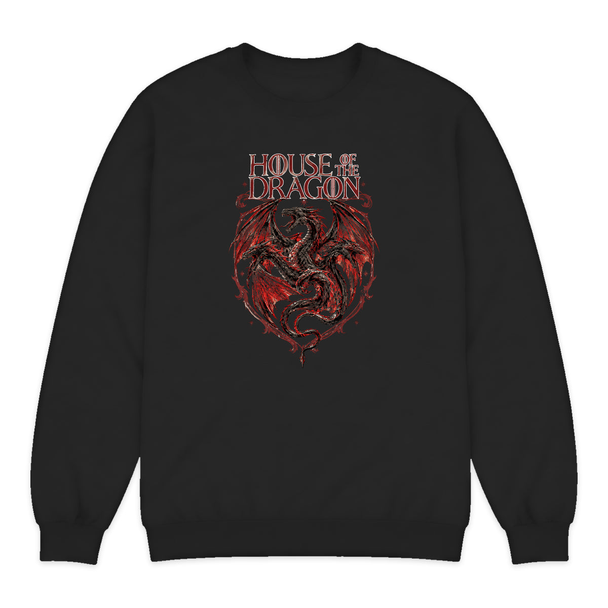 House of the Dragon Dragon Crest Crewneck Sweatshirt in Black