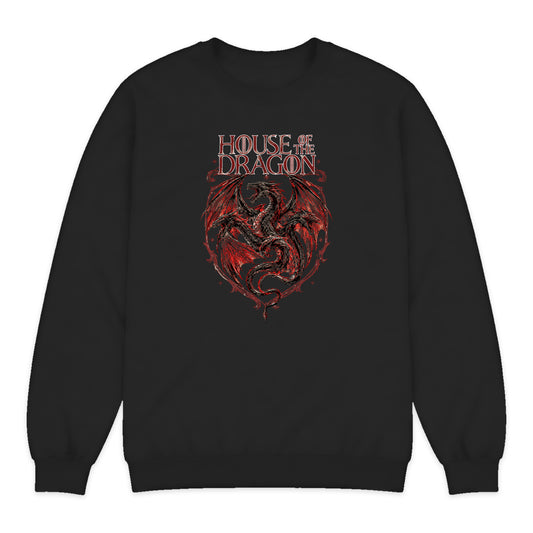 House of the Dragon Dragon Crest Crewneck Sweatshirt in Black