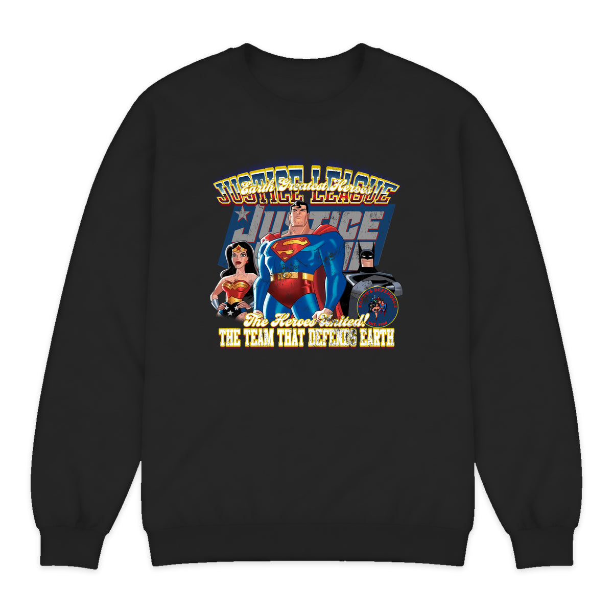 Justice League Heroes United Crewneck Sweatshirt in Black
