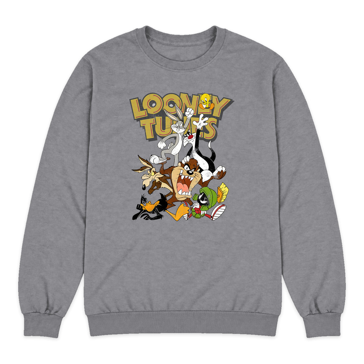 Looney Tunes Classic Character Stack Crewneck Sweatshirt in Heather Gray