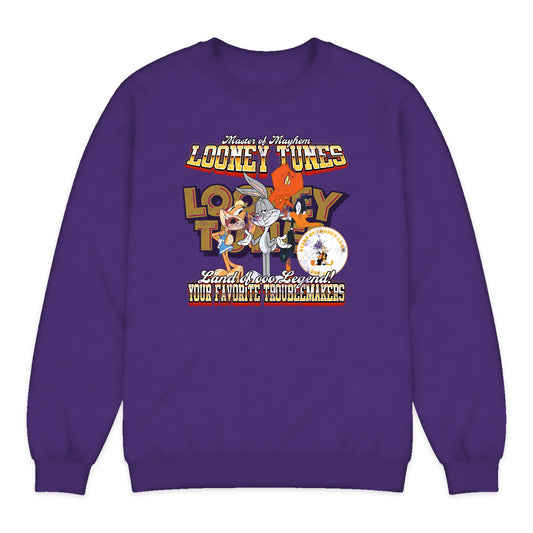 Looney Tunes Troublemakers Crewneck Sweatshirt in Purple