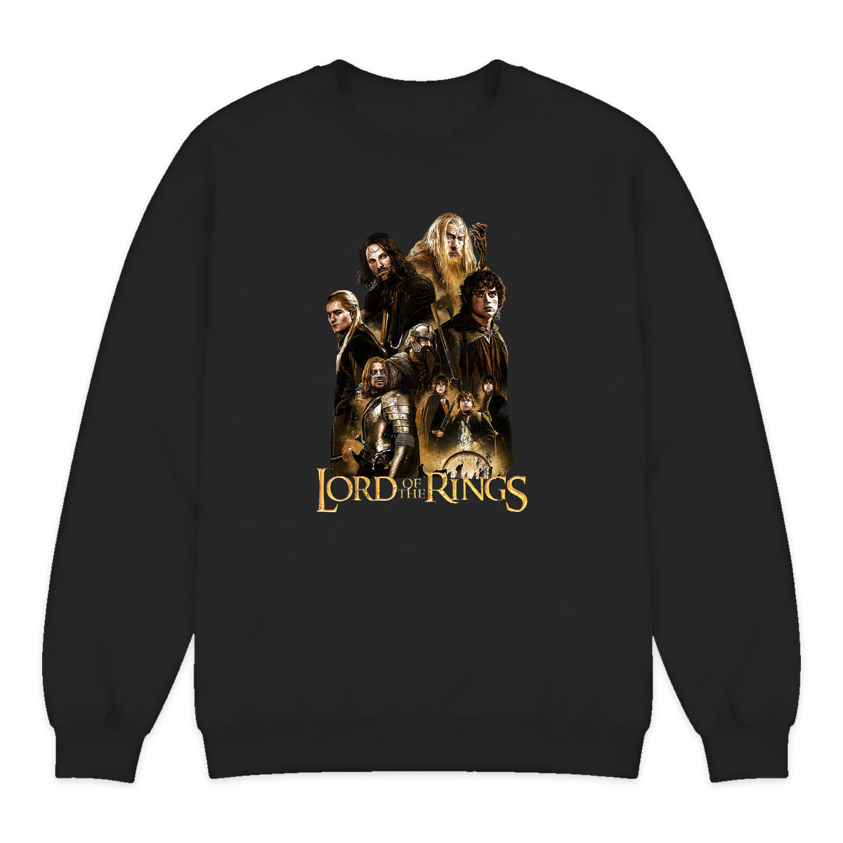 Lord of the Rings Fellowship Collage Crewneck Sweatshirt in Black