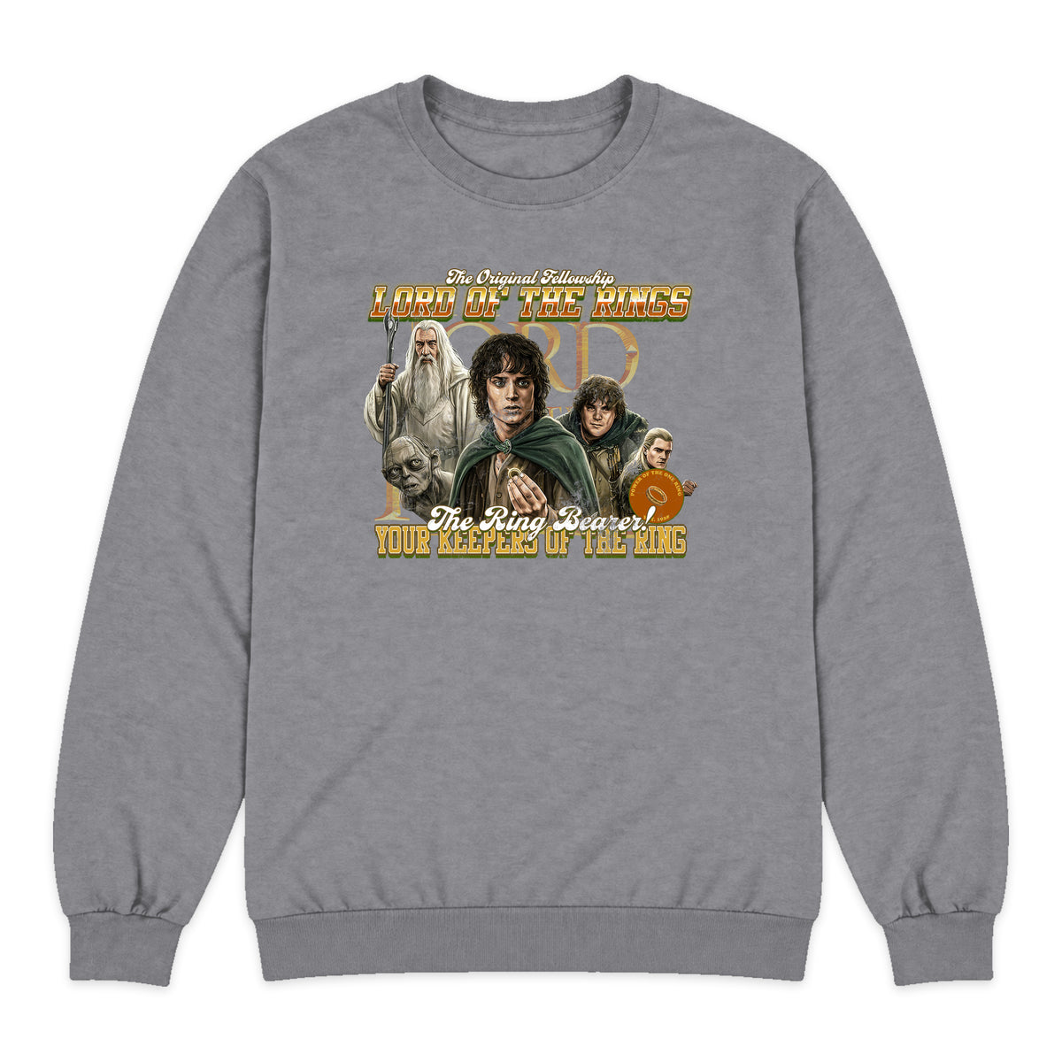Lord of the Rings Fellowship Varsity Crewneck Sweatshirt in Heather Gray