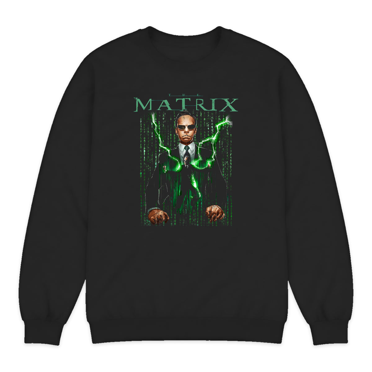 The Matrix Morpheus Lightning Crewneck Sweatshirt in Black