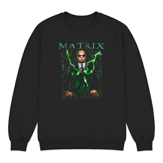 The Matrix Morpheus Lightning Crewneck Sweatshirt in Black