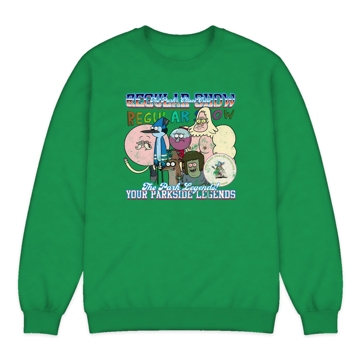 Regular Show Park Crew Crewneck Sweatshirt in Bright Green