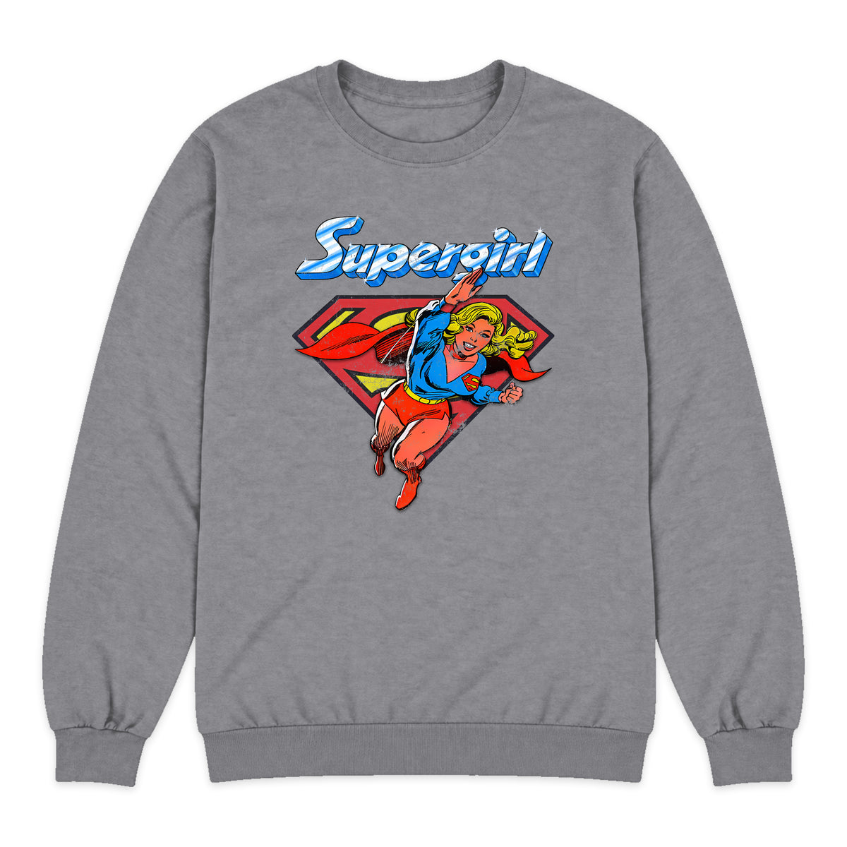 Supergirl Classic Flight Crewneck Sweatshirt in Heather Gray