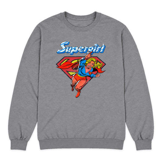 Supergirl Classic Flight Crewneck Sweatshirt in Heather Gray