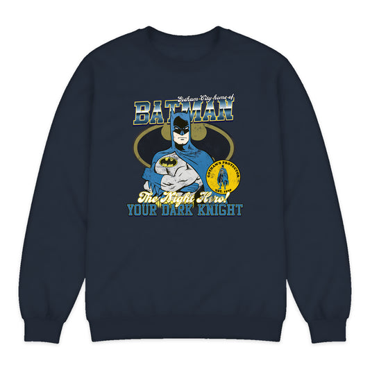 Batman Gotham Varsity Crewneck Sweatshirt in Navy