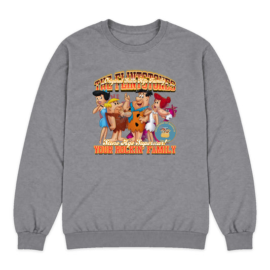 The Flintstones Family Varsity Crewneck Sweatshirt in Heather Gray