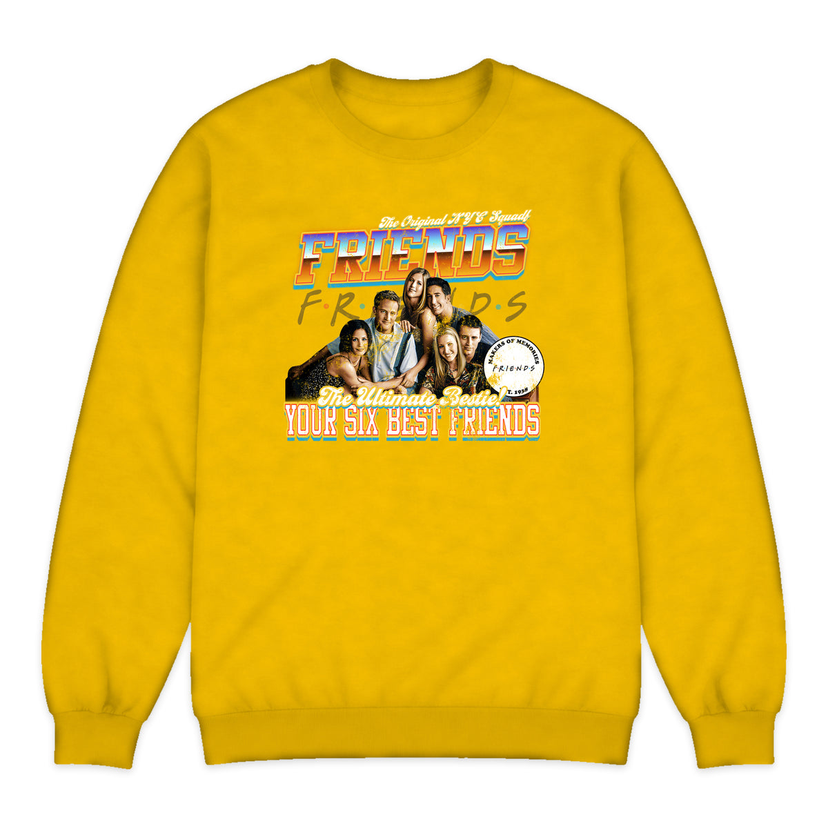 Friends Cast Varsity Crewneck Sweatshirt in Golden Yellow