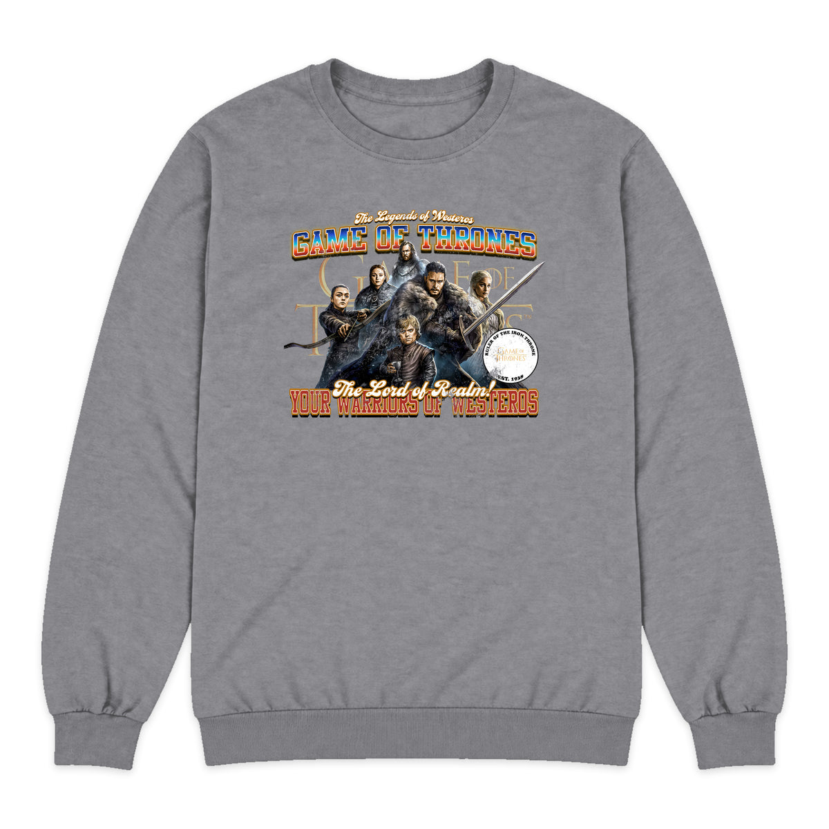 Game of Thrones Cast Varsity Crewneck Sweatshirt in Heather Gray
