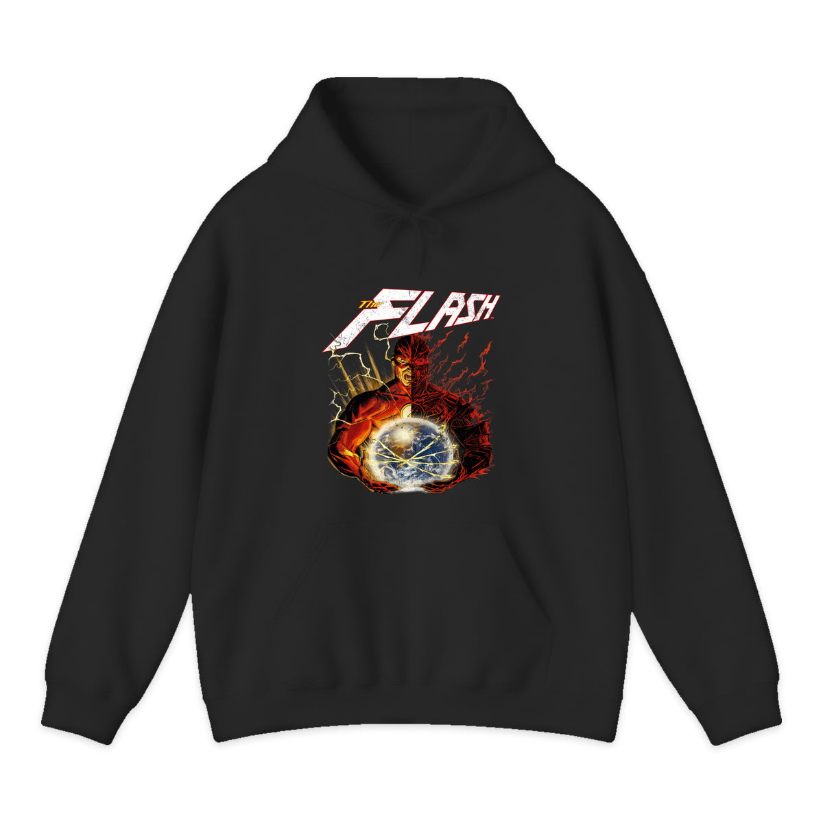 The Flash Split Portrait Hoodie in Black
