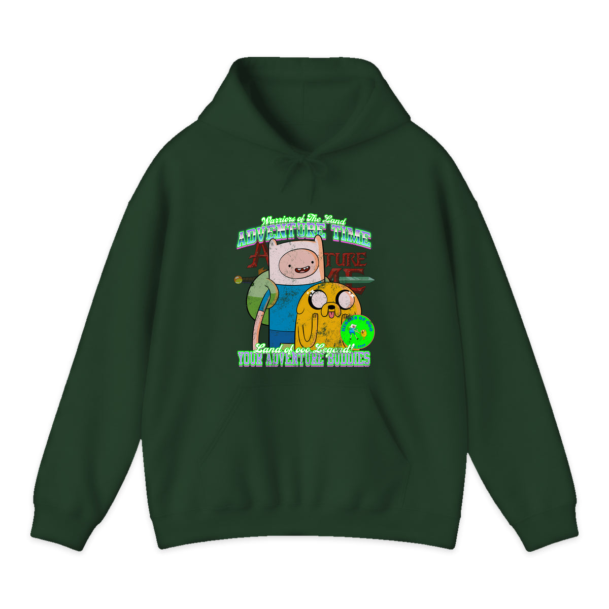 Adventure Time Finn and Jake Varsity Hoodie in Forest Green