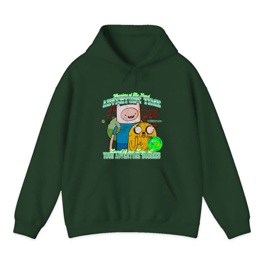 Adventure Time Finn and Jake Varsity Hoodie in Forest Green