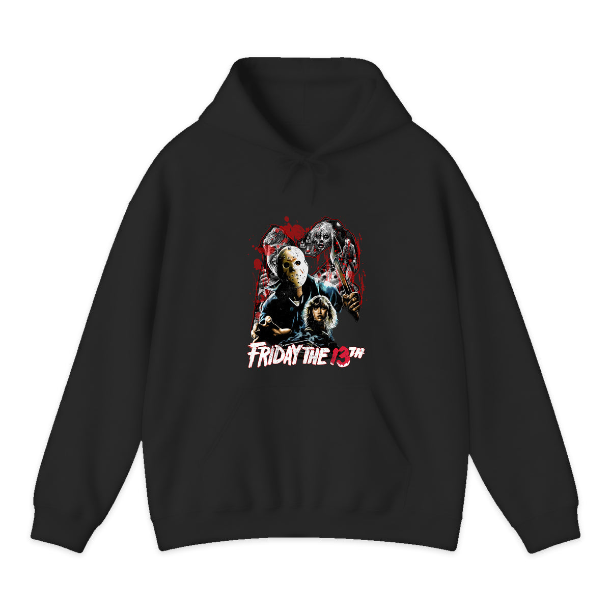 Friday the 13th Horror Collage Hoodie in Black