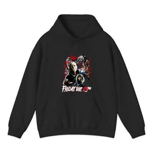 Friday the 13th Horror Collage Hoodie in Black