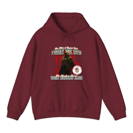 Friday the 13th Jason Varsity Hoodie in Burgundy