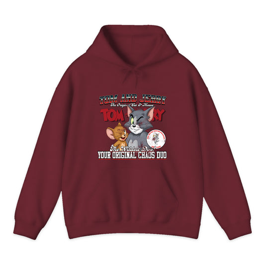Tom and Jerry Varsity Hoodie in Burgundy