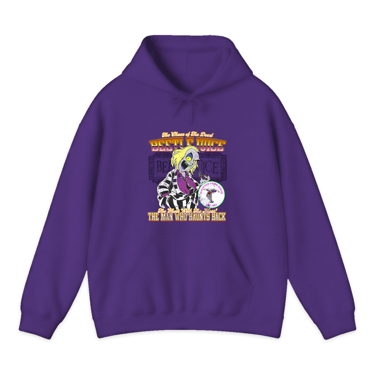 Beetlejuice Varsity Portrait Hoodie in Purple
