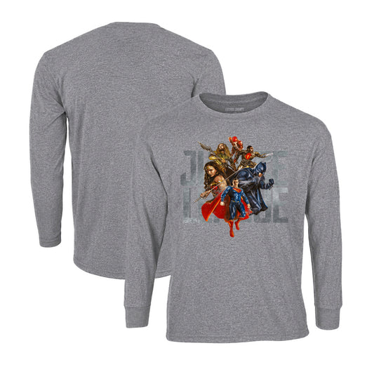 Justice League Long Sleeve T-Shirt in Graphite Heather