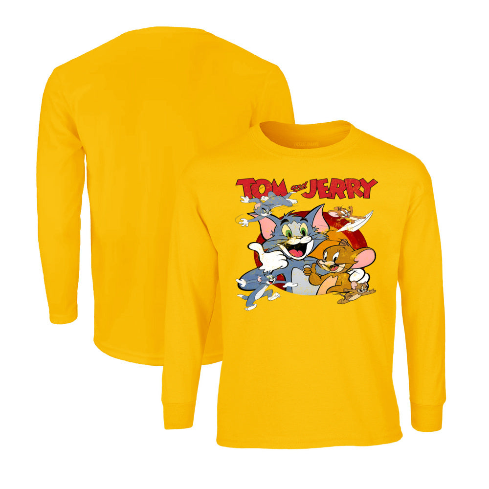 Tom and Jerry Long Sleeve T-Shirt in Athletic Gold
