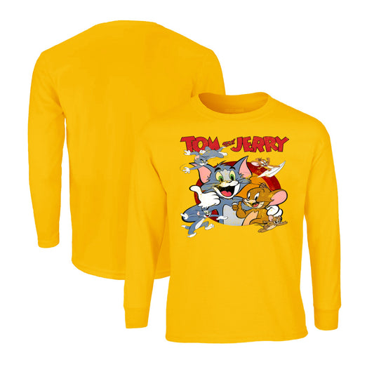 Tom and Jerry Long Sleeve T-Shirt in Athletic Gold