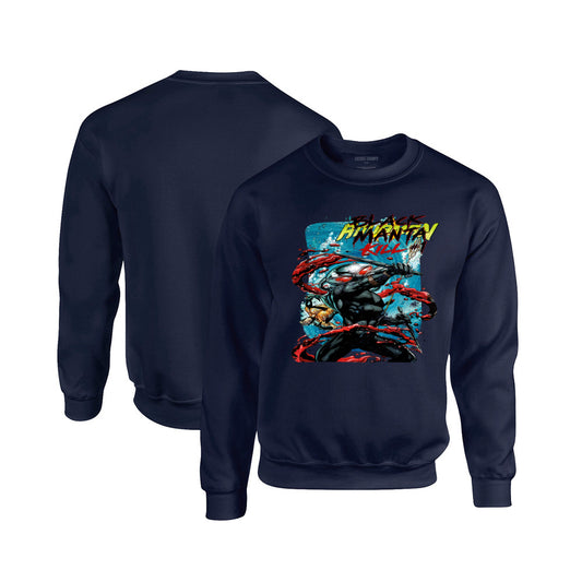 Aquaman Black Manta Crewneck Sweatshirt in Navy