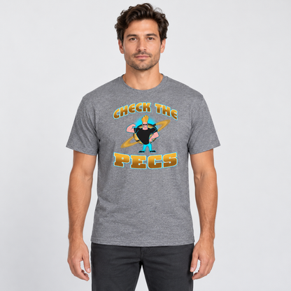 AI-generated model illustration: front view of Johnny Bravo T-Shirt in Graphite Heather. See original photo for product details.